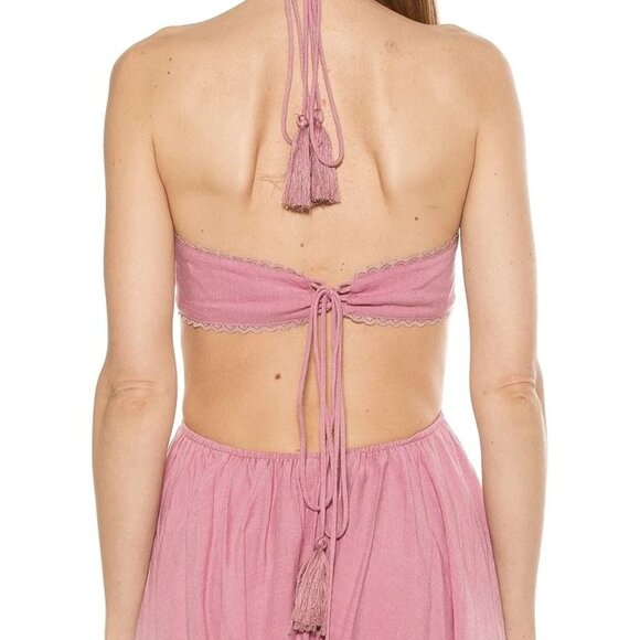 ALEXIA ADMOR Size 8 Women's Ali Halter Dress Lace Trim Cutout Fit and Flare Pink - Picture 11 of 15